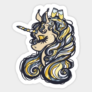 New Year's Eve Unicorn Sticker